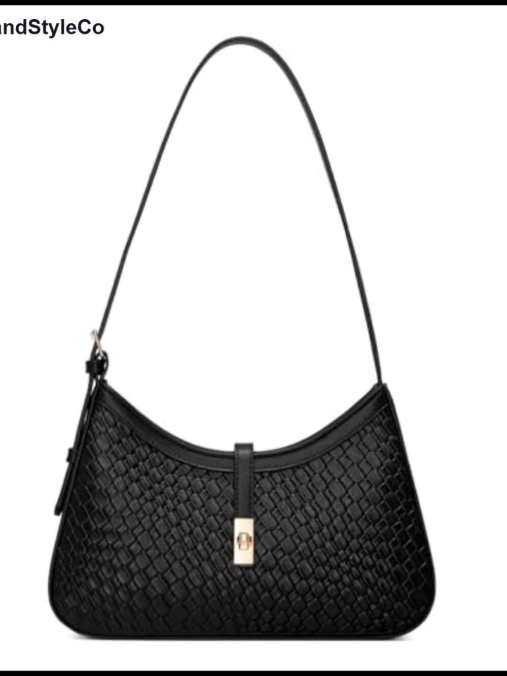 Vegan Leather Woven Shoulder Bag Small Crescent Hobo Purse